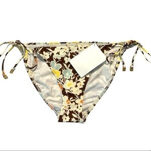 Tory Burch String Floral Bikini Bottom Size Large  CLR Brown/Yellow/Orange/White